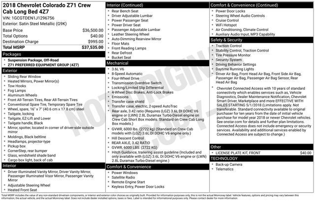 2018 Chevrolet Colorado Z71