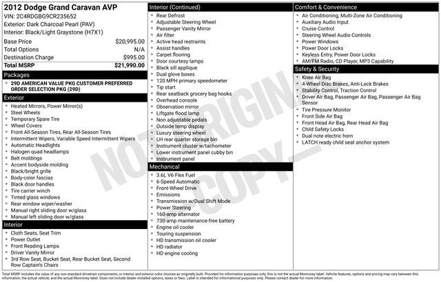 2012 Dodge Grand Caravan SE/AVP