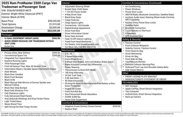 2025 RAM ProMaster 2500 Base 136 WB